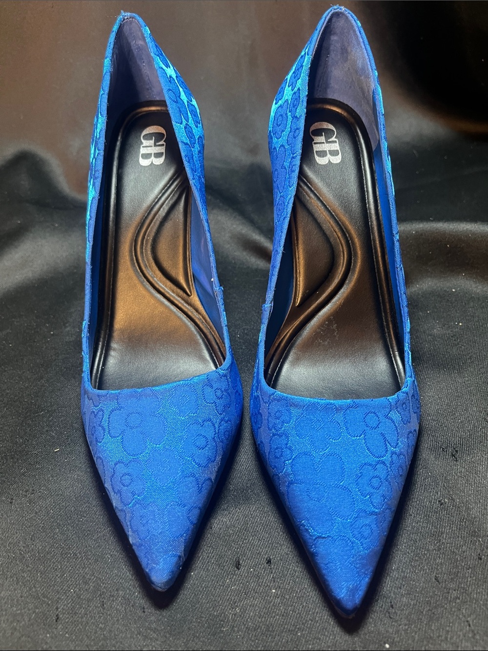 Gianni Bini Royal Blue Floral Jacquard Pointed-Toe Pumps